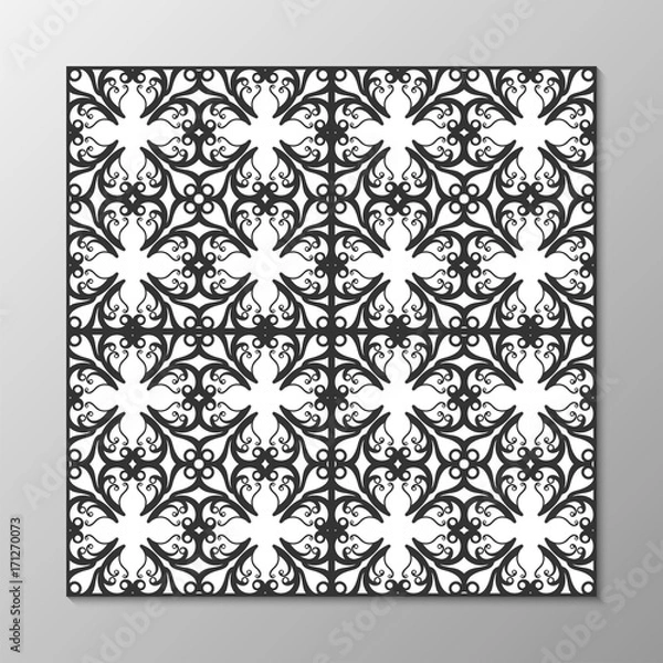 Fototapeta Seamless abstract ornamental black and white pattern. Vector illustration