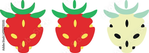 Fototapeta ABSTRACT STRAWBERRY DRAWING WITH MINIMALIST AND STYLIZED LINE
