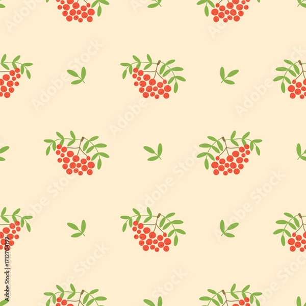 Fototapeta Red berry fruit seamless pattern. Vector design elements for textile