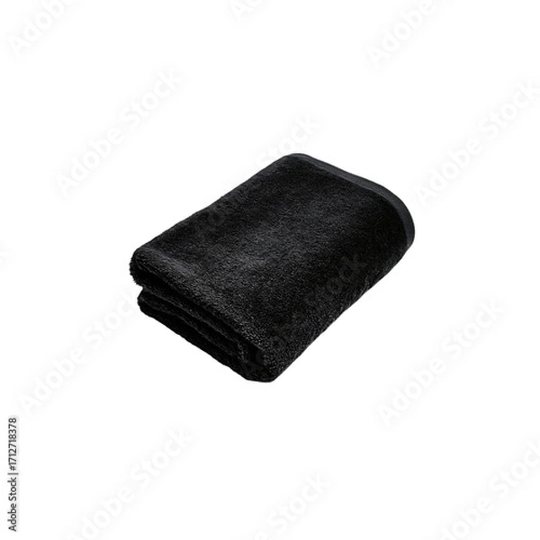 Fototapeta folded black terry towel isolated on a transparent background, in a PNG format