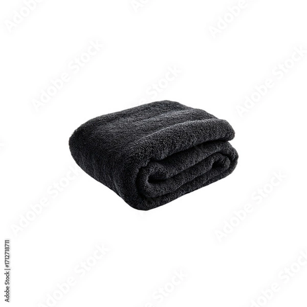 Fototapeta folded black terry towel isolated on a transparent background, in a PNG format