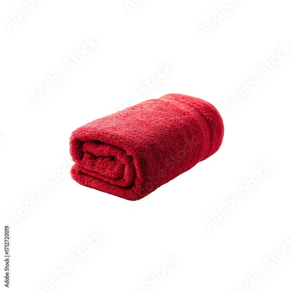 Fototapeta folded red terry towel isolated on a transparent background, in a PNG format