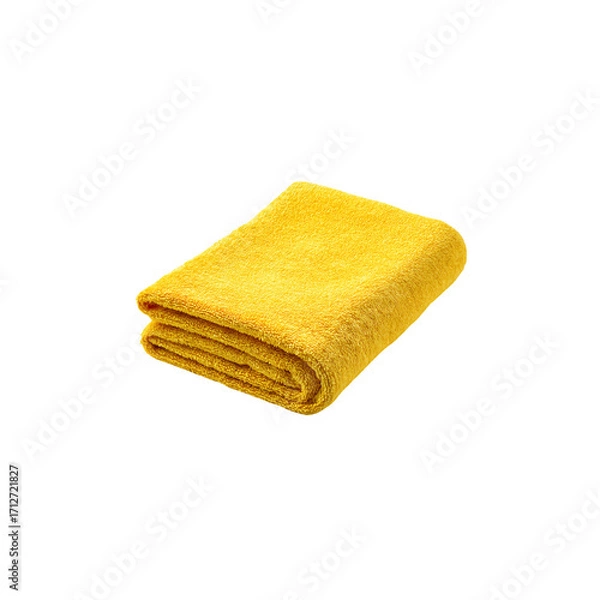 Fototapeta folded yellow terry towel isolated on a transparent background, in a PNG format
