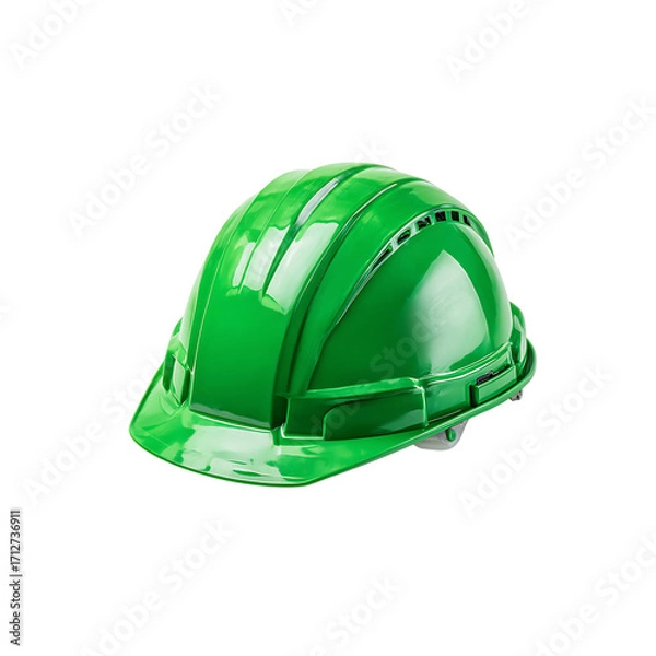 Fototapeta construction green hard hat isolated on a transparent background, in a PNG format