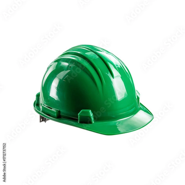 Fototapeta construction green hard hat isolated on a transparent background, in a PNG format