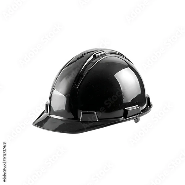 Fototapeta construction black hard hat isolated on a transparent background, in a PNG format