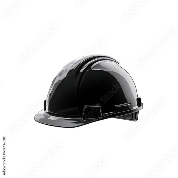 Fototapeta construction black hard hat isolated on a transparent background, in a PNG format
