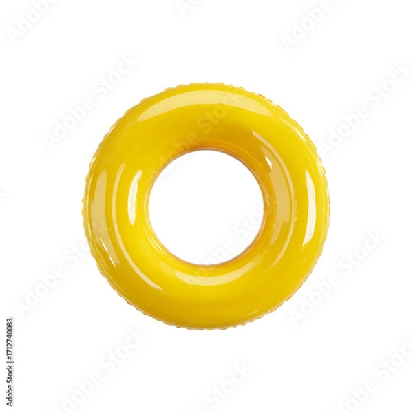 Fototapeta Yellow swim ring isolated on a transparent background, in a PNG format
