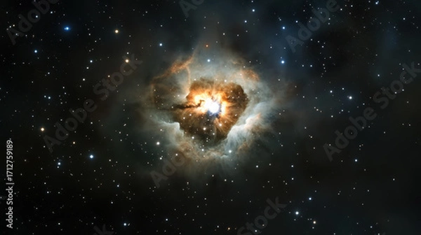 Fototapeta Kaleidoscopic nebula wide angle deep space glowing cloud cosmic dust high fidelity vibrant color star field ethereal astronomy awe inspiring cosmic scene with swirling gas and dust illuminated by