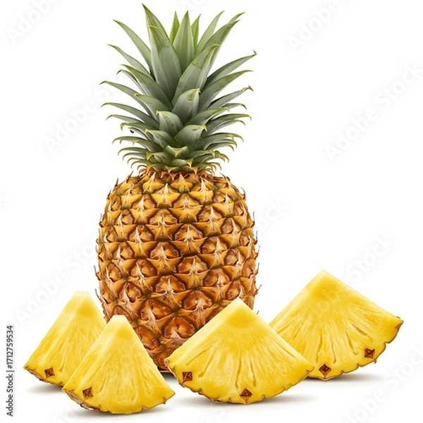 Obraz pineapple with slices isolated on white background