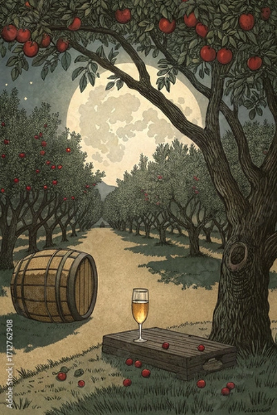 Fototapeta Moonlight Cider in an Orchard