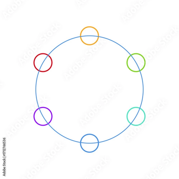Fototapeta Modern circular business timeline infographic with six steps in a loop, colorful icons and scalable vector design for process and project planning