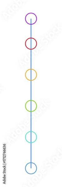 Fototapeta Vertical business timeline infographic with six steps, professional flat design in bold colors, scalable vector EPS for presentations and reports