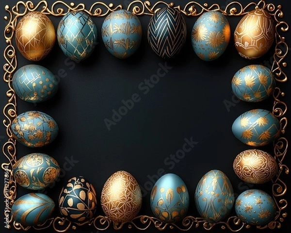 Fototapeta Decorative Easter eggs arranged in a frame