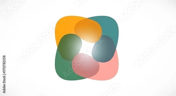 Fototapeta Abstract colorful overlapping shapes forming a loop on white background