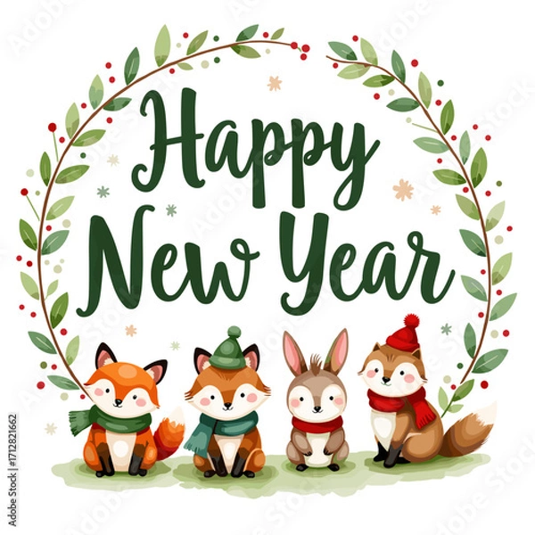 Fototapeta Happy New Year, New Year evening, new year sale, new year banner, new year card, 2026, new year evening, new year poster, new year banner, holiday, new, year, sign, celebration, neon, new year, night,