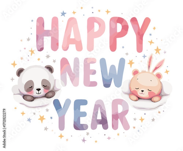 Fototapeta Happy New Year, New Year evening, new year sale, new year banner, new year card, 2026, new year evening, new year poster, new year banner, holiday, new, year, sign, celebration, neon, new year, night,