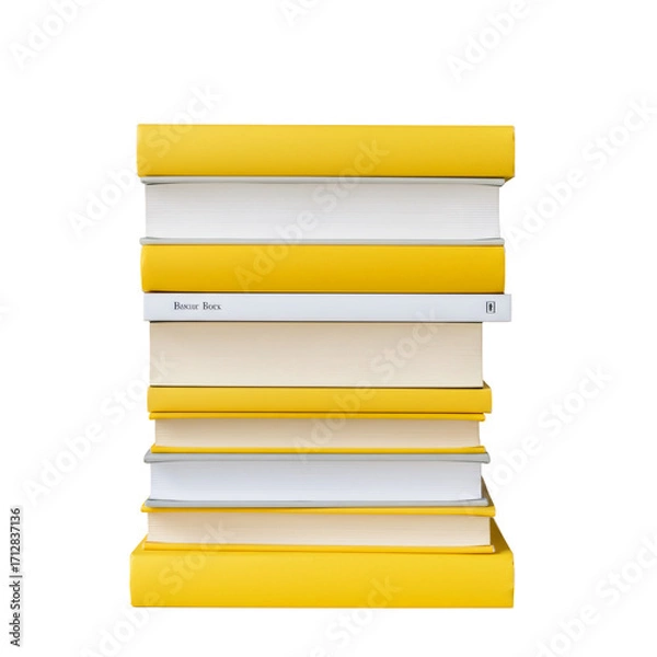 Obraz 黄色の本が透明な背景に積み重なっており教育と知識を表しています