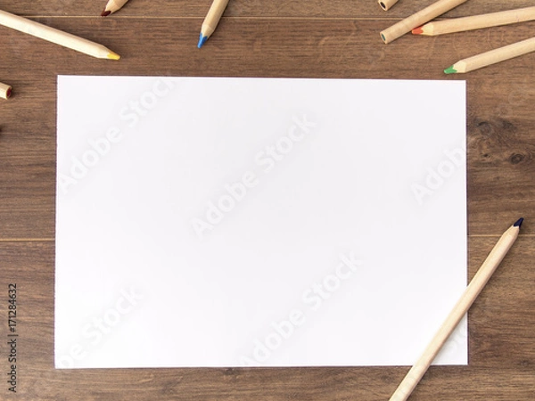 Obraz Empty white sheet on dark wooden background