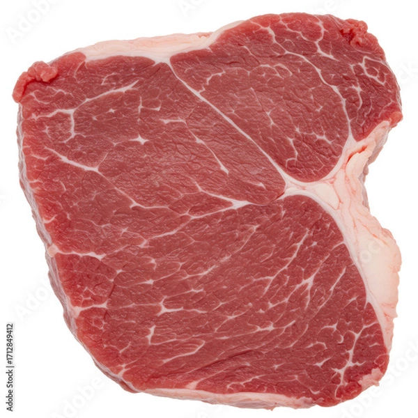 Obraz 透明背景の赤身肉のクローズアップ 高品質食材のテクスチャとディテール 鮮やかな赤とピンク色の生肉の塊