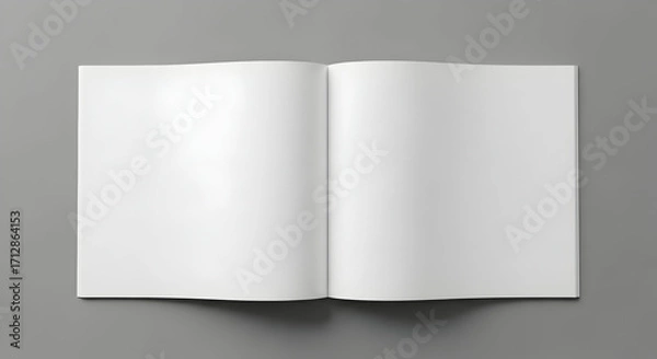Fototapeta Blank open book pages lay ready for your creative content, perfect for design mockups, storyboarding, or showcasing your portfolio with pristine white space.