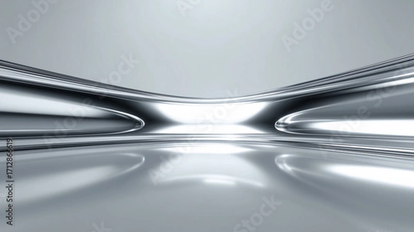 Fototapeta Chrome Abstract Surface with Soft Metallic Reflections