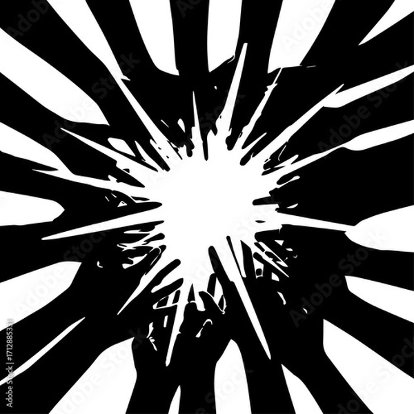 Obraz Abstract Black and White Bursting Starburst Design with Sharp Spikes.