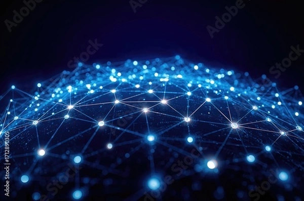 Fototapeta Worldwide web connectivity idea. Large-scale data representation. Social media interaction across international digital networks. Online technology. Commerce. Research. Vector illustration.