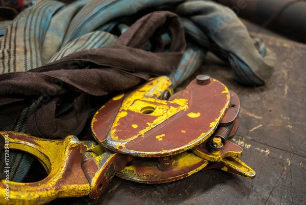 Obraz Sheet metal transport clamp, yellow