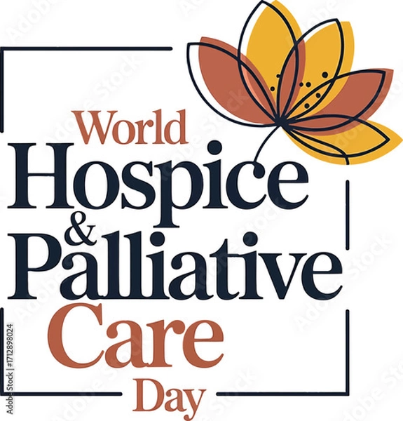 Obraz World Hospice and Palliative Care Day floral design and text vector illustration