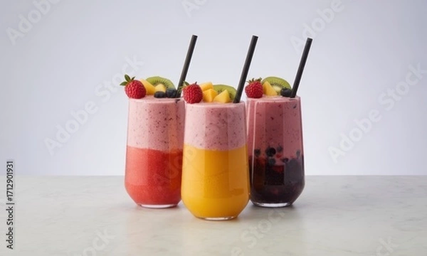 Obraz Colorful layered smoothies (1)