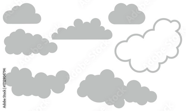Obraz A seamless vector illustration of a summer cloudscape with a pattern of cartoon clouds, perfect for a wallpaper design