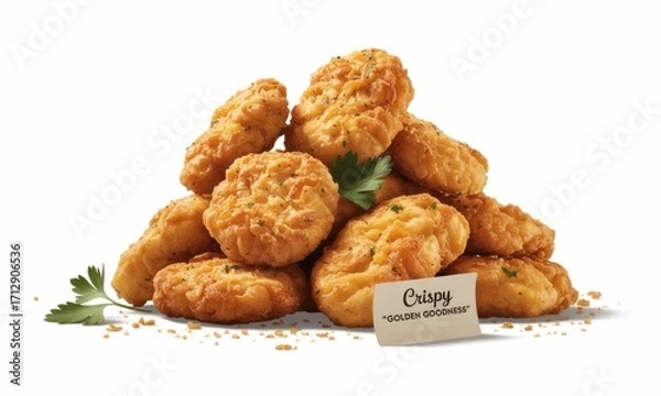 Obraz Crispy golden nuggets piled high