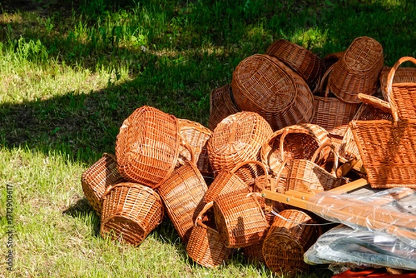 Obraz catasta di cesti in vimini