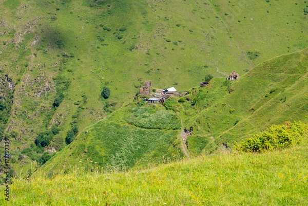 Fototapeta Ardot, an ancient village in the highlands of Khevsureti, Georgia