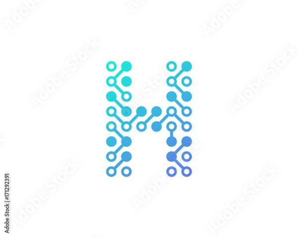 Fototapeta Circuit Digital Letter H Icon Logo Design Element
