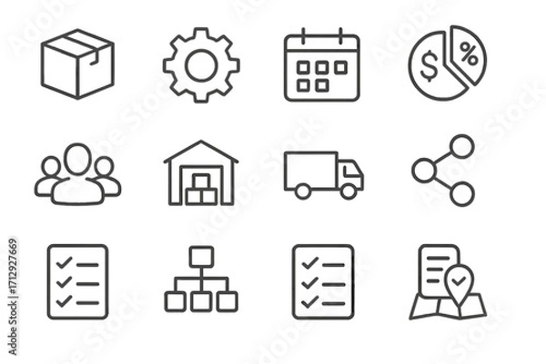 Fototapeta Calendar settings management list resource icon vector task icons logistics budget warehouse