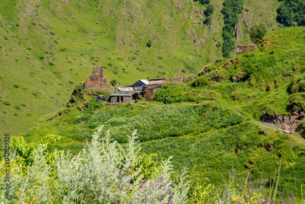 Fototapeta Ardot, an ancient village in the highlands of Khevsureti, Georgia