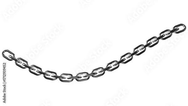 Fototapeta Realistic silver metal chain isolated on transparent background, strong steel links for design and concept use