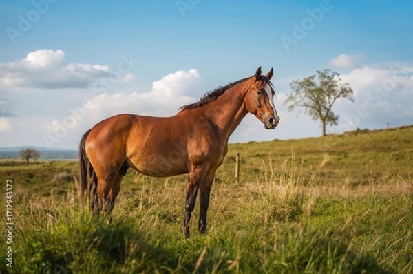 Obraz English countryside featuring a horse in the front