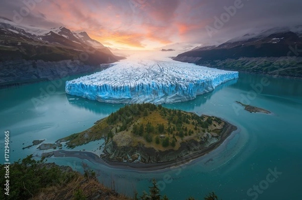 Fototapeta Jagged ice formations on a seaside island group with striking scenery