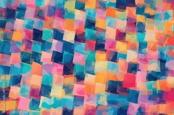 Fototapeta High-quality Illustration Featuring a Pattern of Multicolored Squares