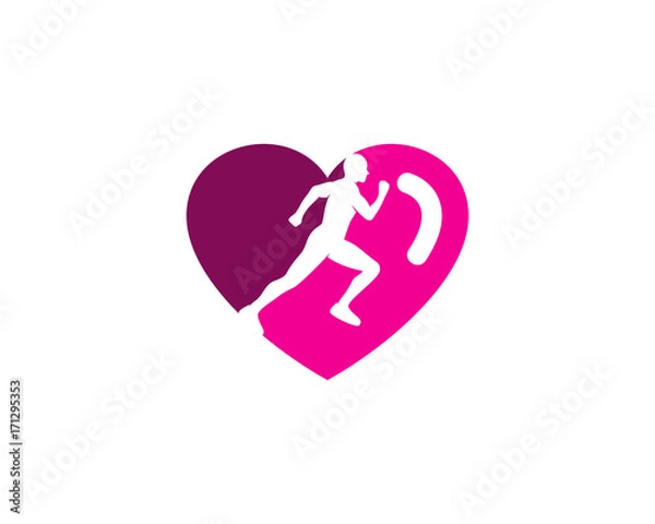 Obraz Love Run Icon Logo Design Element