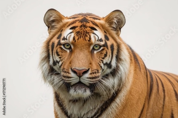 Fototapeta The magnificent Sumatran tiger, Panthera tigris sumatrae, captured in a close-up portrait.