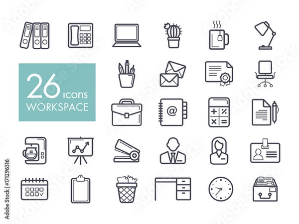 Fototapeta Workspace outline icon. Workspace sign