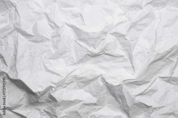 Fototapeta Close-up view of wrinkled paper texture on a white surface