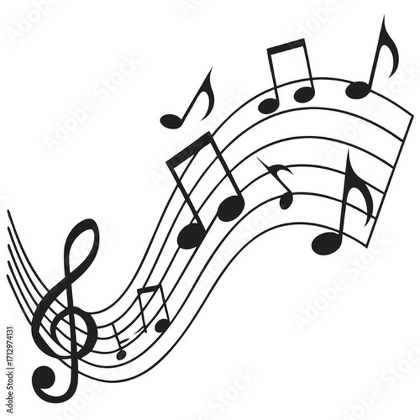 Obraz Cluster of black musical notes design