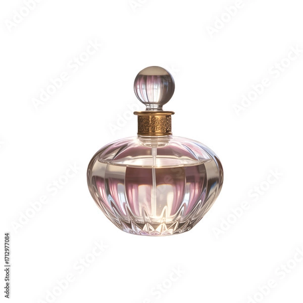 Fototapeta Elegant perfume bottle with a round shape isolated on transparent background