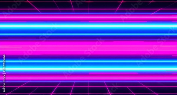Fototapeta A vibrant stripe background with alternating neon pink and electric blue bands, reminiscent of 1980s arcade aesthetics create with ai