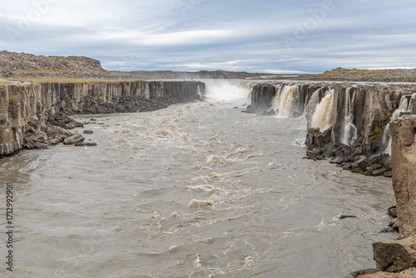 Fototapeta Large cascade de Selfoss, dans le nord-est de l'Islande